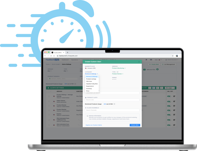 FeedbackWhiz mobile custom alert settings
