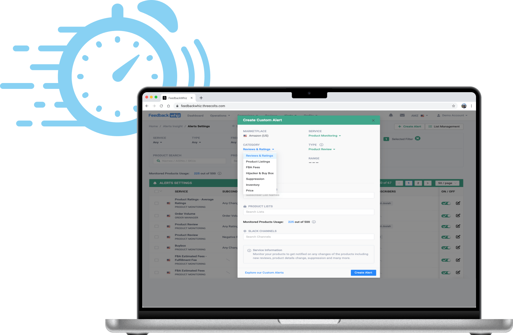FeedbackWhiz custom alert configuration panel