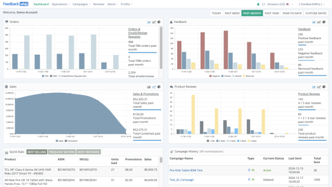 FeedbackWhiz Emails mobile interface screenshot