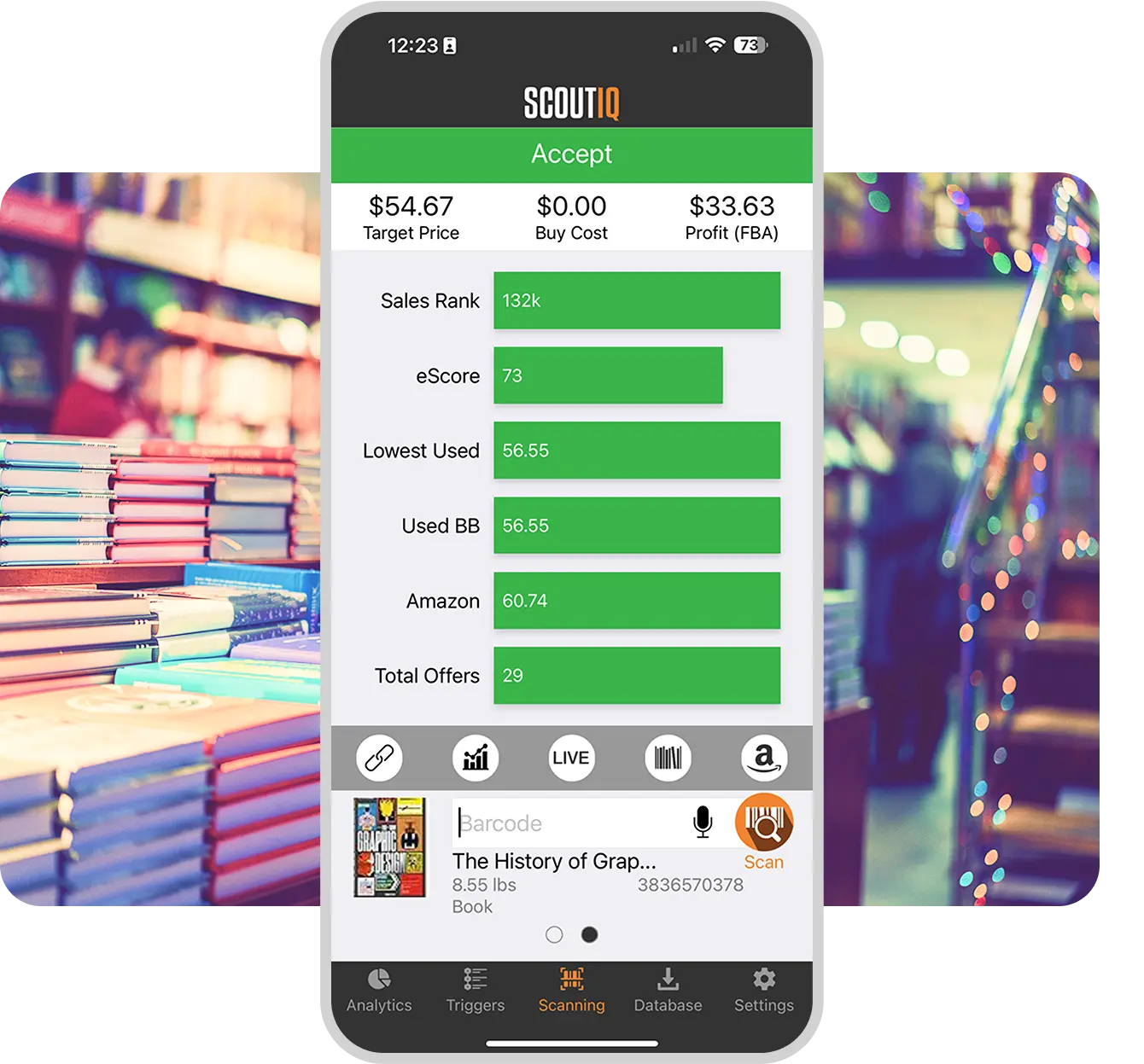 ScoutIQ book sourcing analysis screenshot