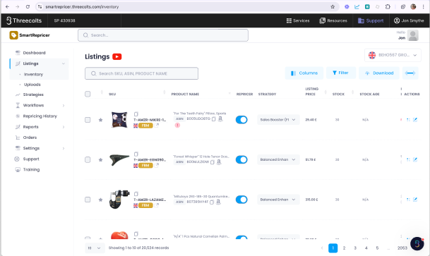 SmartRepricer mobile dashboard screenshot